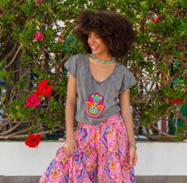 T-Shirt HAND PERLE GRIS