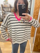 Pull Trudy rayé et rose fluo - Banditas from Marseille