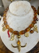 Collier Buffalo Ambre avec Pampilles