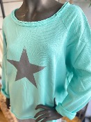 Sweat BASILEA turquoise avec étoile grise - Banditas