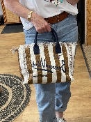 Sac Summer rayé camel - 100% coton