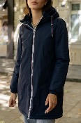 Veste imperméable mi-long fourrée Marine