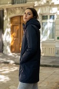 Veste imperméable mi-long fourrée Marine