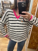 Pull Trudy rayé et rose fluo - Banditas from Marseille