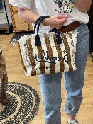 Sac Summer rayé camel - 100% coton