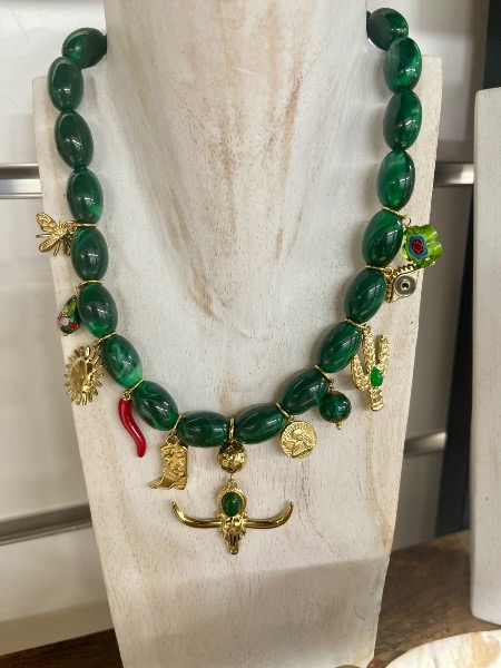 Collier Buffalo Vert avec Pampilles