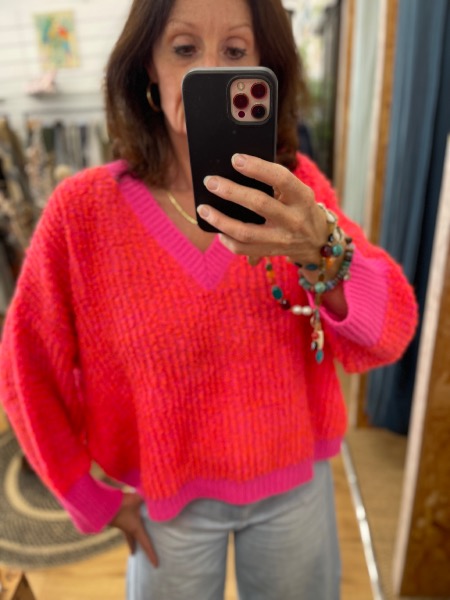 Pull Furetto orange et rose - Banditas from Marseille