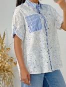 Chemise Ariane - Broderie anglaise et rayures