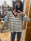 Pull Trudy rayé et col noir - Banditas from Marseille