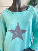 Sweat BASILEA turquoise avec étoile grise - Banditas