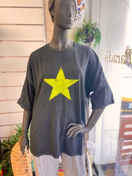 T- shirt BRESCIA MEL noir/jaune fluo - Banditas from Marseille