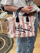 Sac Summer rayé rose - 100% coton