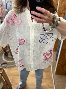 Chemise Maëlle écru brodée coeurs - Maison Lipanoï