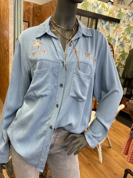 Chemise LAURIANE étoile bleu jean