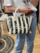 Sac Summer rayé kaki - 100% coton