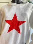 Sweat BASILEA écru avec étoile rouge orangé - Banditas