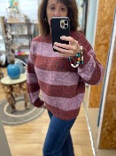 Pull Tod bordeaux et rose - Johanna Paris
