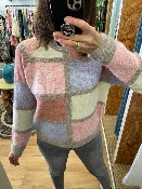 Pull MAËL taupe fond rose