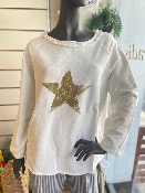 Sweat BASILEA �cru avec �toile dor� - Banditas