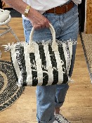 Sac Summer rayé kaki - 100% coton