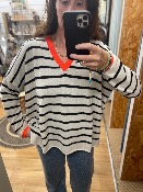 Pull Trudy rayé et orange fluo - Banditas from Marseille