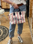 Sac Summer rayé rose - 100% coton