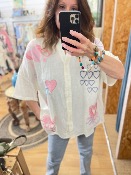 Chemise Maëlle écru brodée coeurs - Maison Lipanoï