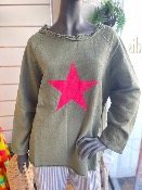 Sweat BASILEA kaki avec étoile rose - Banditas