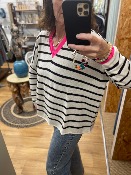 Pull Trudy rayé et rose fluo - Banditas from Marseille