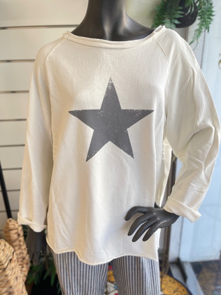 Sweat BASILEA écru avec étoile grise - Banditas