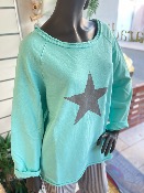 Sweat BASILEA turquoise avec étoile grise - Banditas