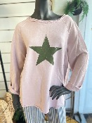 Sweat BASILEA rose avec �toile kaki - Banditas